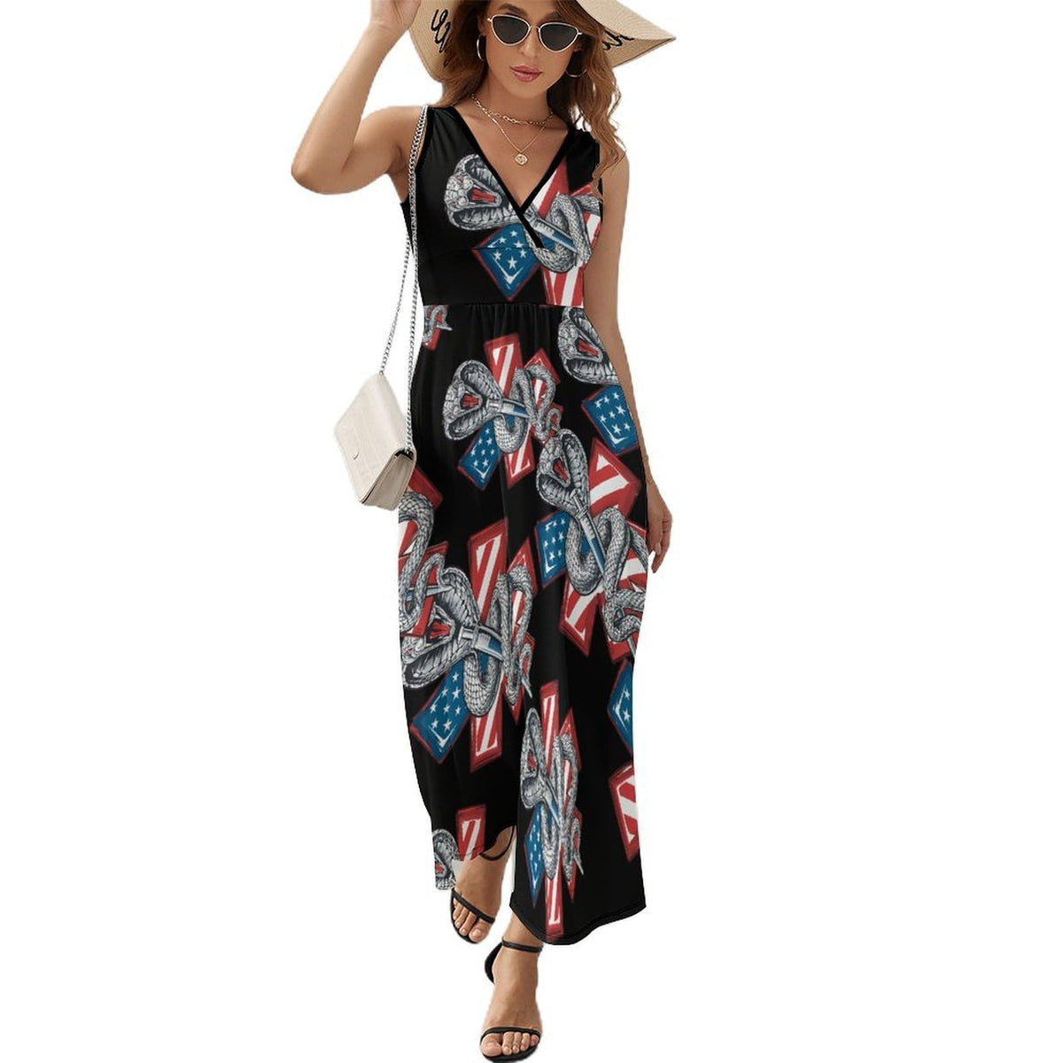 longue sans manches EMS Star of Life avec drapeau américain pour femme