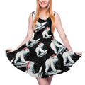 de Noël White Bear pour femme, robe à col rond, robe débardeur sans manches, robe d'été à ourlet volanté